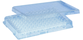 Micro test plate, 96 well, slip-on lid, flat base, PS, transparent